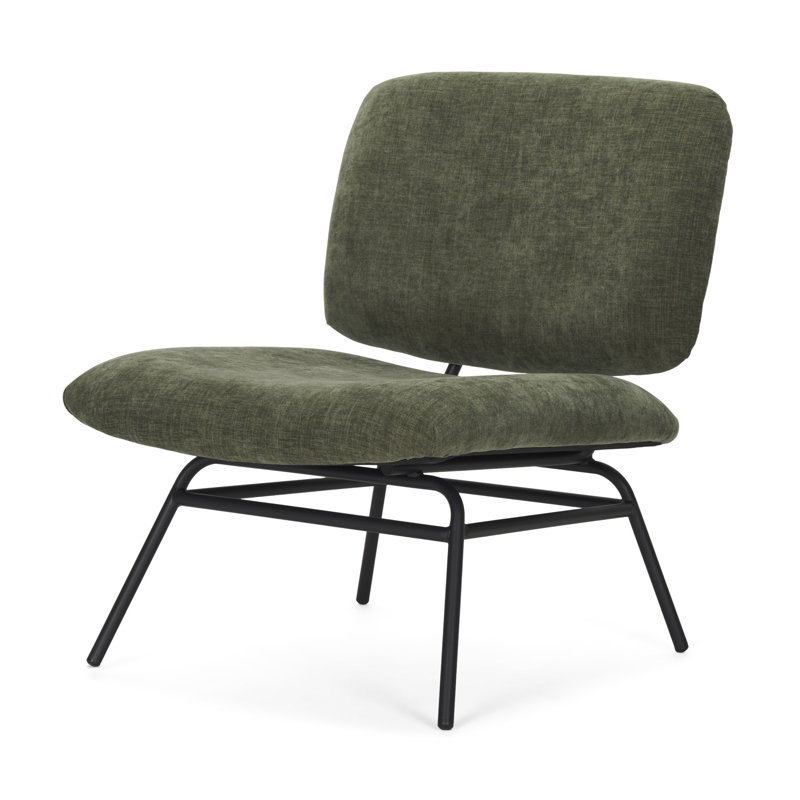Fauteuil de chambre 30 po en chenille et métal vert et noir