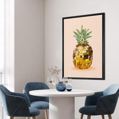 Disco Ball Pineapple Art Poster Abstract Disco Fruit Boho Wall Art Preppy Room Wall Decor