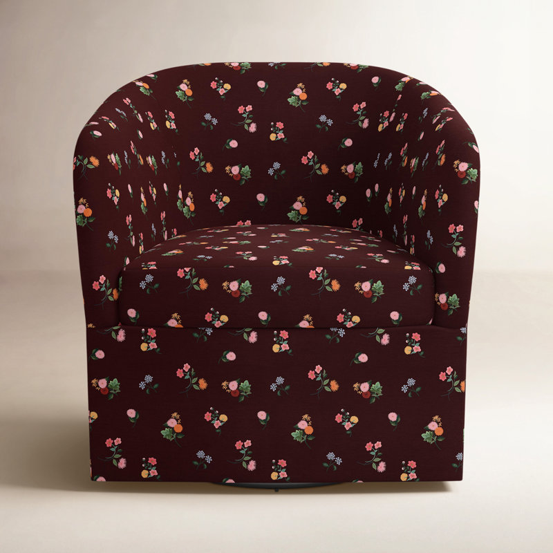Chaise pivotante Pembroke en ditsia bourgogne Ditsy, Ditsia Dahlia bourgogne