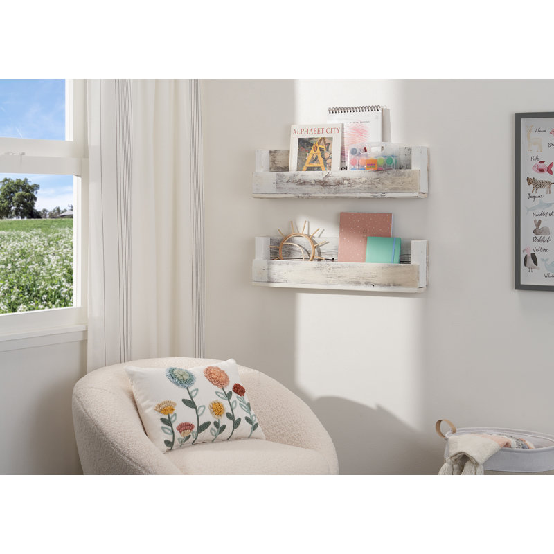 8" H x 28" W Chip Resistant Floating Shelf, Whitewash