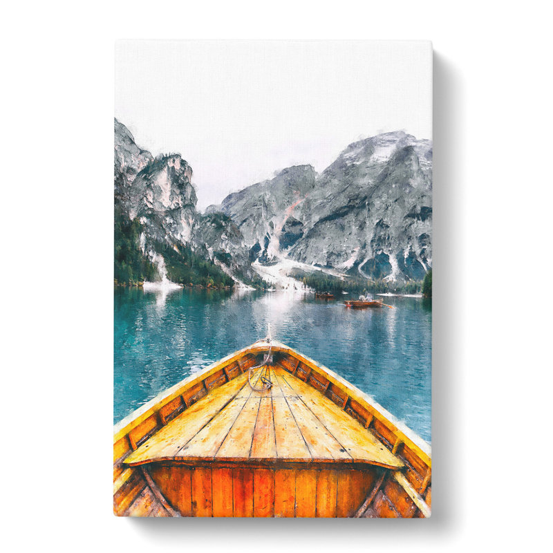 Boat In Lago Di Braies Italy Abstract - Wrapped Canvas Painting, 50cm H x 35cm W x 3cm D