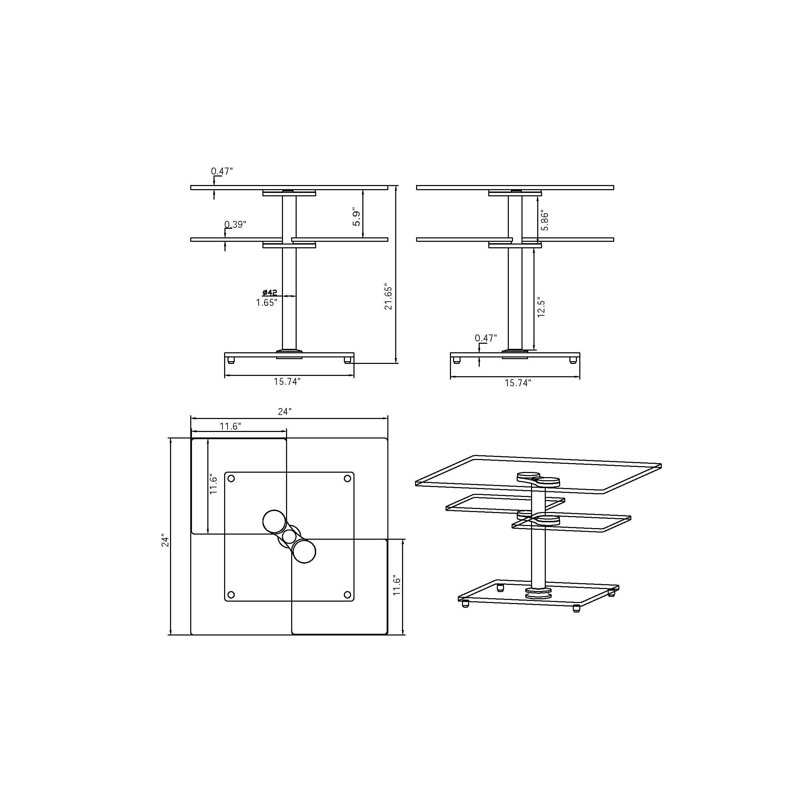 Henrika Contemporary Multi-Top Glass Lamp Table