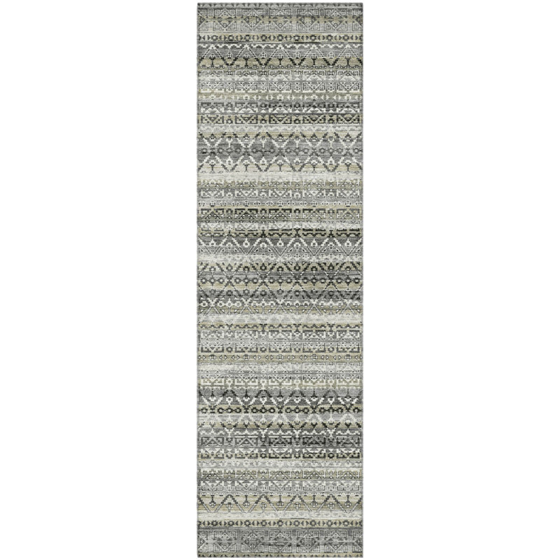 Premium Machine Washable Mayfield AMF2101 Striped Rug, Pewter, 2'6" x 3'10"