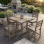 Ensemble repas d'extérieur 37,8 po en PEHD avec table carrée et trou pour parasol 37,8 po, brun