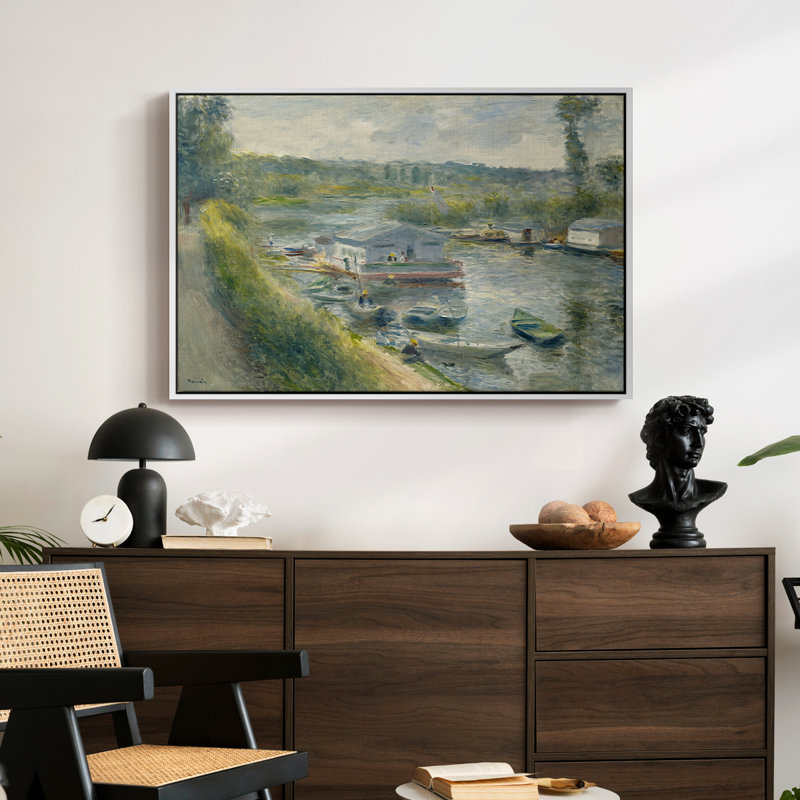 Lavoir à bateau à Bas-Meudon, v. 1874 - Pierre-Auguste Renoir, toile tendue avec châssis, 24 po x 36 po, White