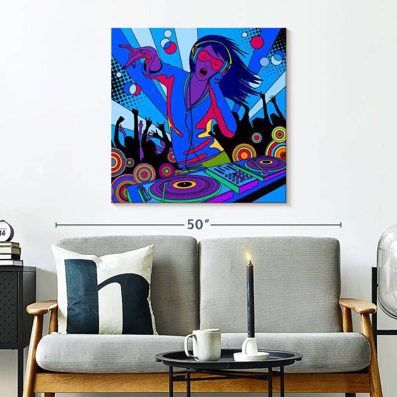 Abarca Funky Female DJ, 30" H x 30" W