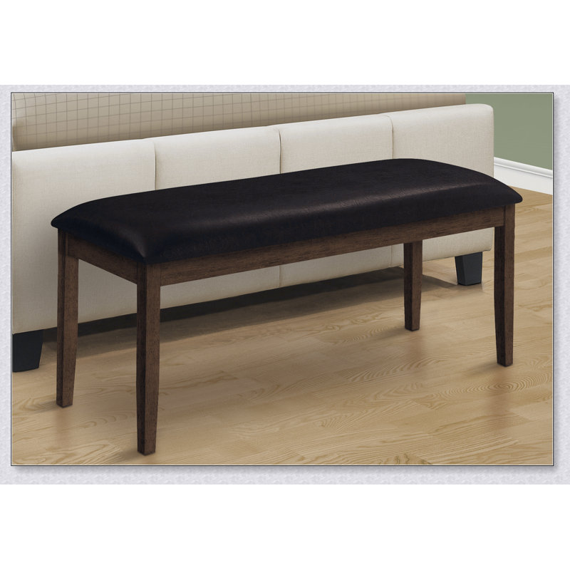 Élégant banc rectangulaire en bois massif de 48 pouces avec siège rembourré d'aspect cuir pour la salle à manger, le vestibule et le couloir