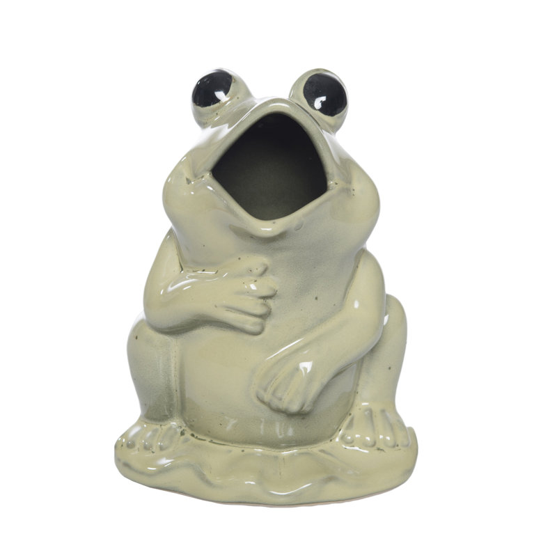 Pichet grenouille en céramique verte