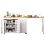 Îlot de cuisine avec table de salle à manger extensible, 3 tiroirs, prise de courant, support à épices et armoire à 2 portes-1891596283