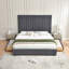Lit plateforme moderne capitonné en velours avec tête de lit extra-haute et tiroirs de rangement, King, gris-1247992397-1247992384