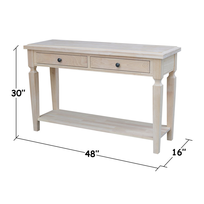 Briseno 48'' Unfinished Solid Wood Console Table, Unfinished