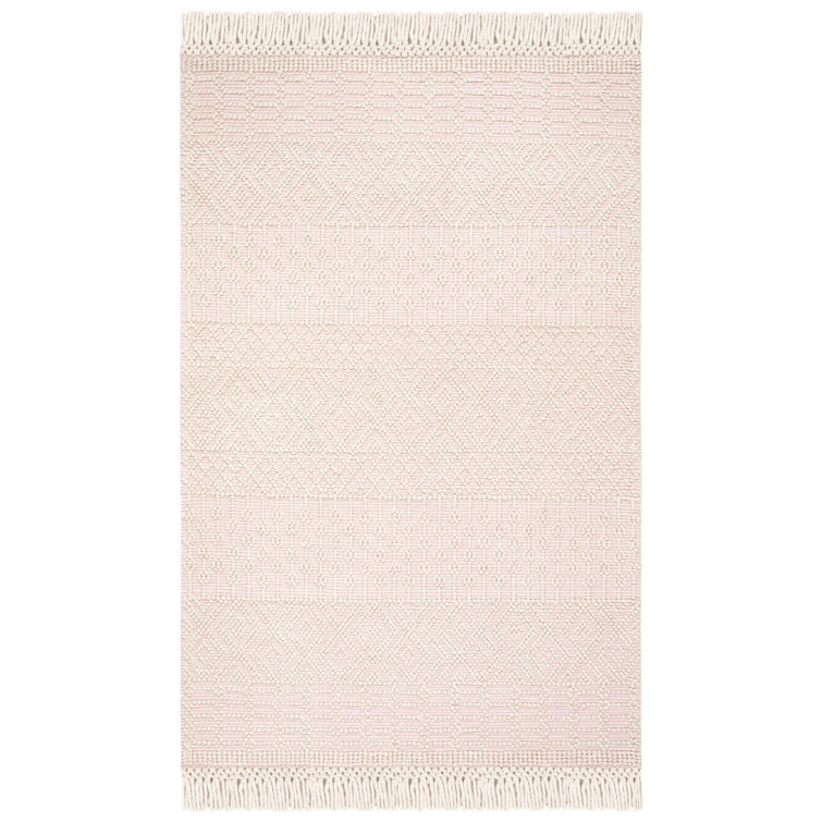 Aldeline Hand-Woven Flatweave Wool Ivory/Pink Area Rug