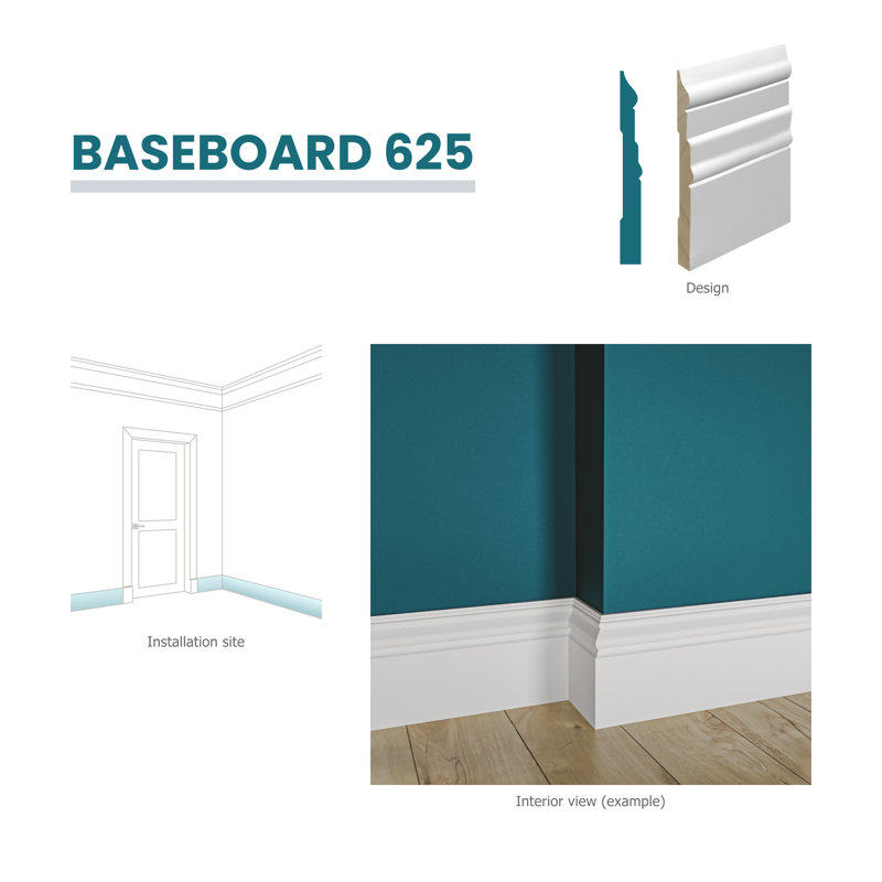 6.25'' H x 96'' W Primed Pine Finger-Jointed Baseboard Molding