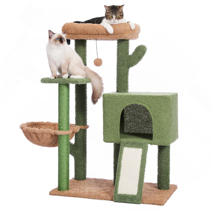 Tour pour chat à plusieurs niveaux avec poteau à griffer et condo confortable, perchoir moelleux et hamac doux
