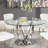 Husha Contemporary Glass Top Dining Table w/ 3-Ring Base