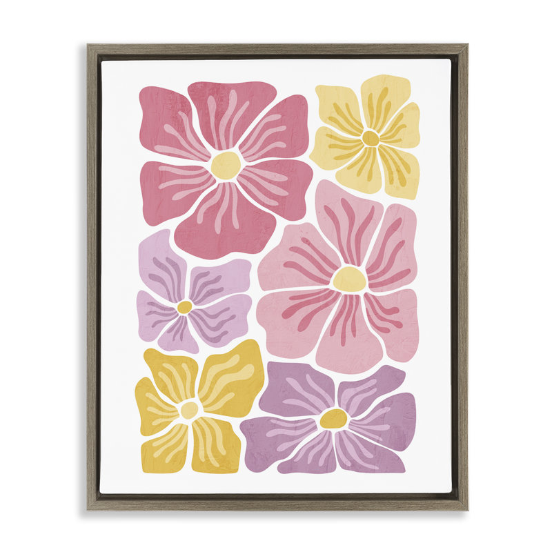 Cadre flottant à fleurs pastel aux couleurs pastel, design par Kim Allen, Cadre flottant orme Montalcino, H 21 po x l 17 po