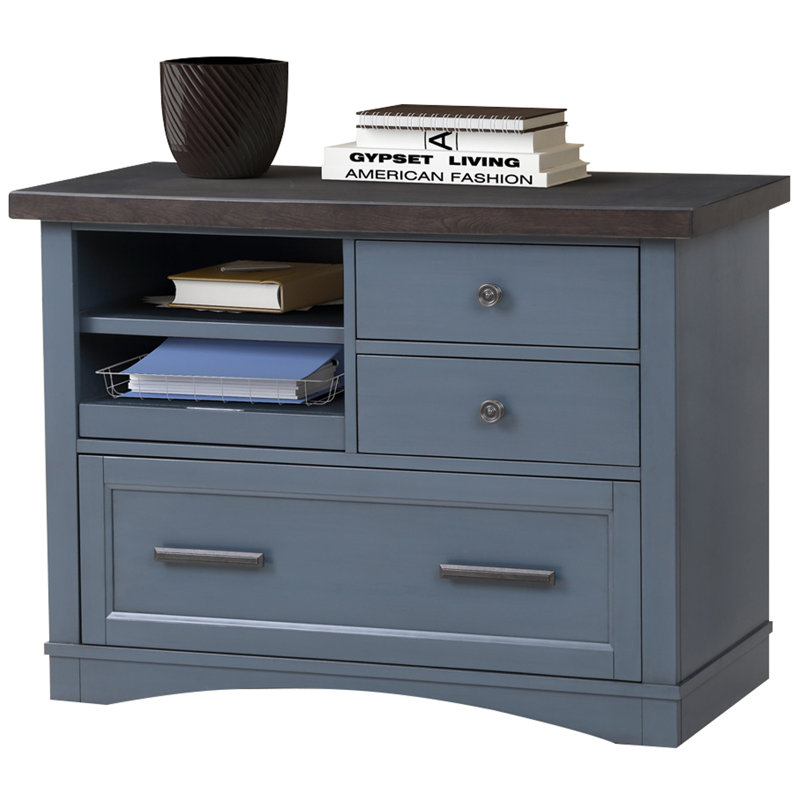 Bankhead 42'' Wide 3 -Drawer File Cabinet, Sable Top/Denim Base