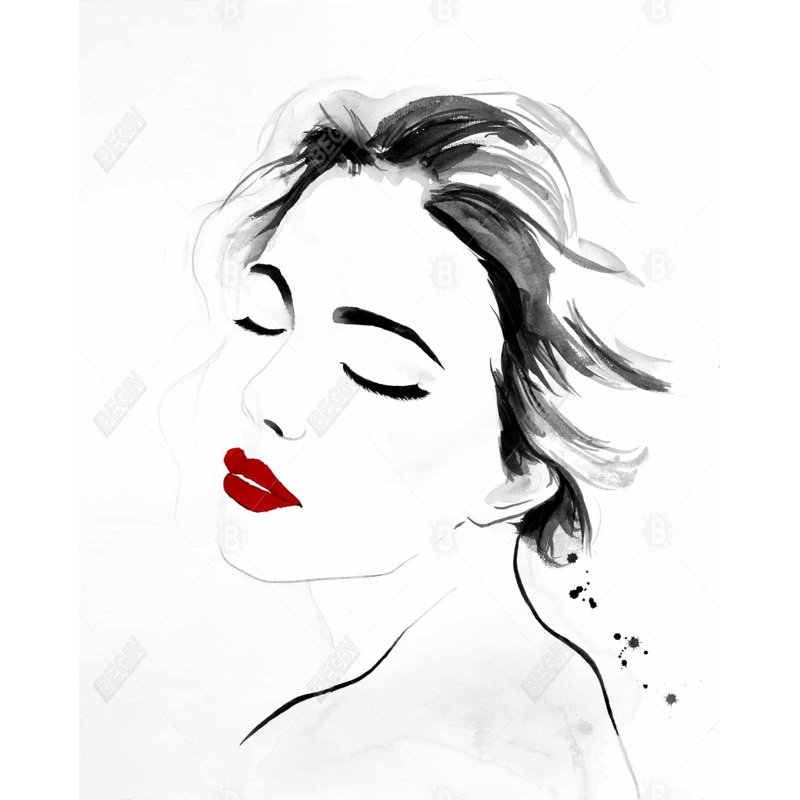 «Right Side Watercolor», reproduction de portrait de femme sur toile