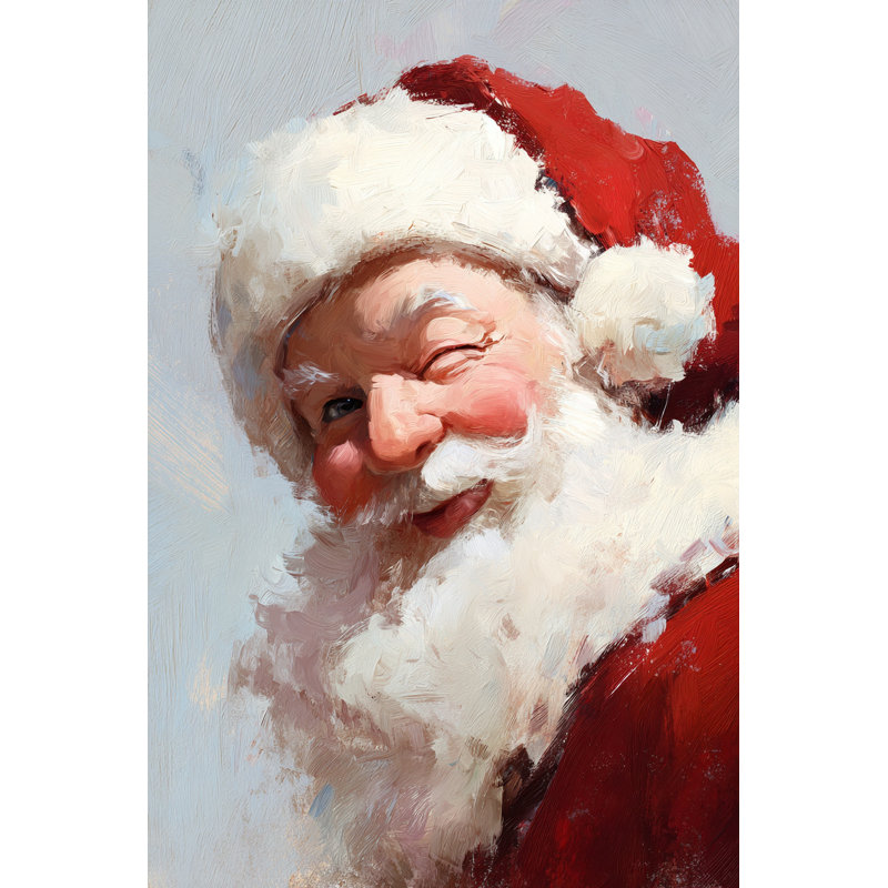 Art mural sur toile tendue, "Winking Santa", 30 po x 40 po