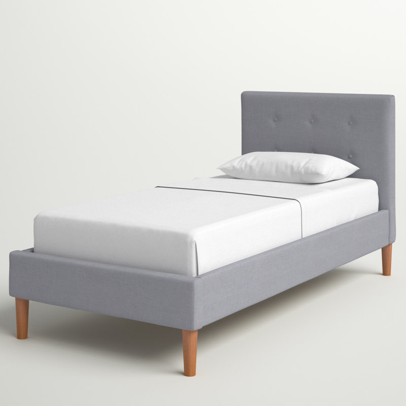 Jessamine Upholstered Bed, No Mattress, Single (3'), Grey