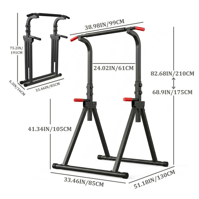Tour électrique autoportante pliable avec barre de traction, station de gymnastique multifonctionnelle avec structure en ABS et en acier, noir et rouge