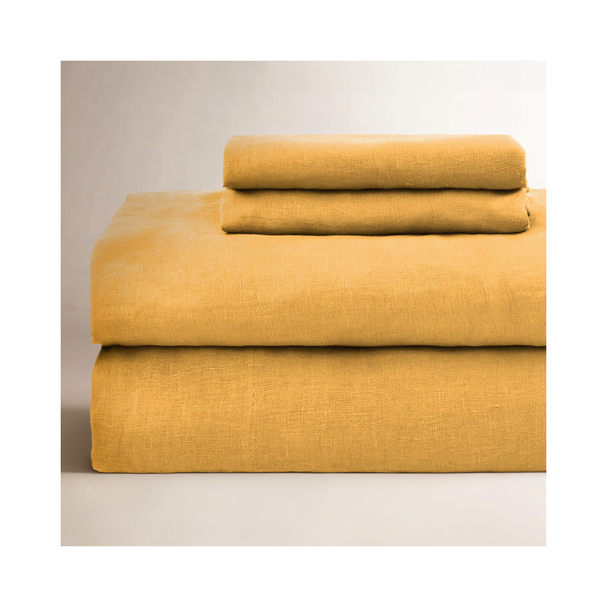 100% French Linen Sheet Set, Honey, Twin Sheet Set with 1 Pillowcase