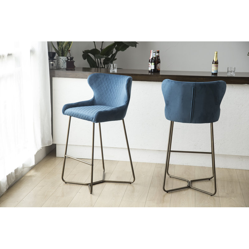 Marazi Upholstered Counter Stool, Blue