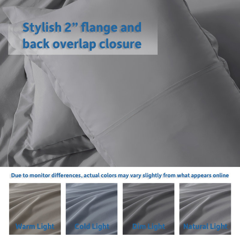 Grey Double Brushed Microfiber Queen Duvet Cover Set
