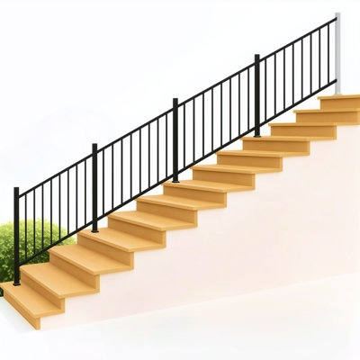 Ensemble de 2 garde-corps bricolage pour escalier, section H 36 po avec poteau central, convient pour un escalier de 48 po