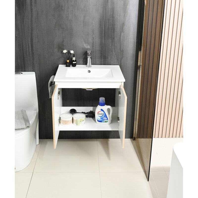Meuble-lavabo de salle de bain 24 po avec lavabo, armoire et porte-serviette noir - Esthétique moderne