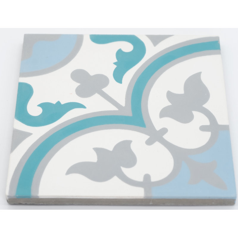 Casa 8" x 8" Cement Patterned Wall & Floor Tile, Gray/Beige
