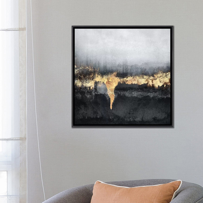 « Uneasy-Square » par Elisabeth Fredriksson-reproduction d’art, Toile avec cadre noir patiné, Pas de tapis