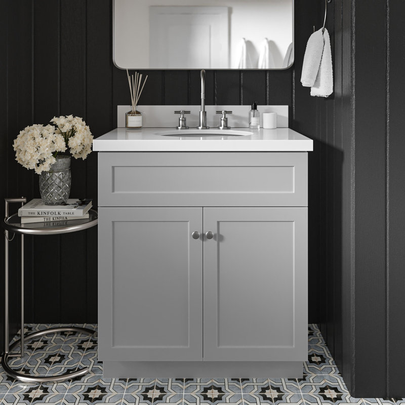 Ensemble de meuble-lavabo simple 31 po avec miroir Abell, Gris