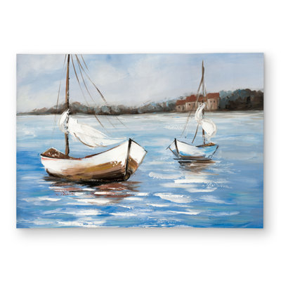 Two Boats on the Water Rug | Brown Travel & Maps Decor