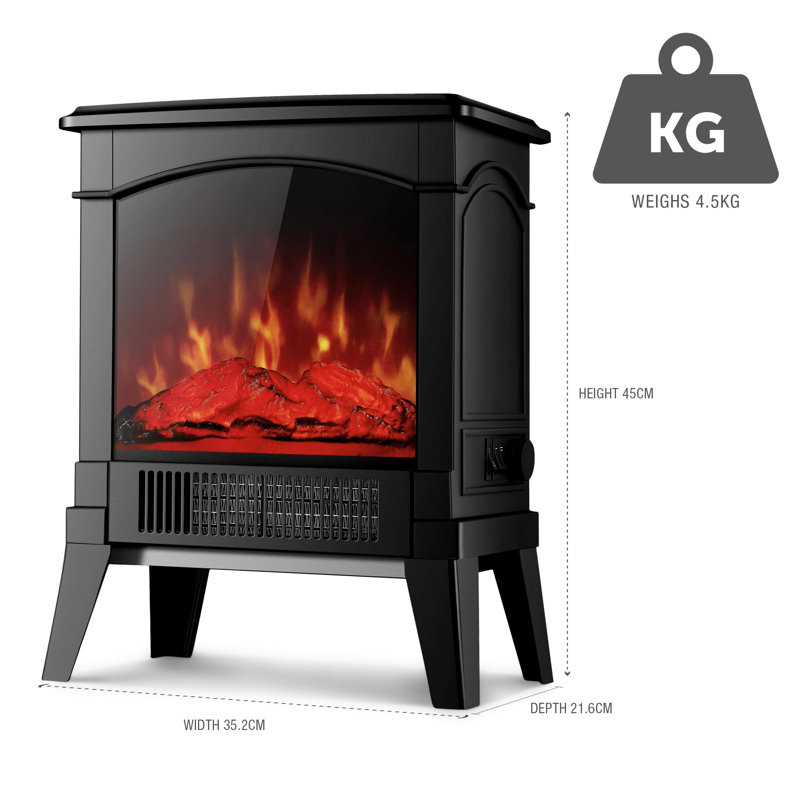 E Cairns 35.2cm W Black Electric Fireplace