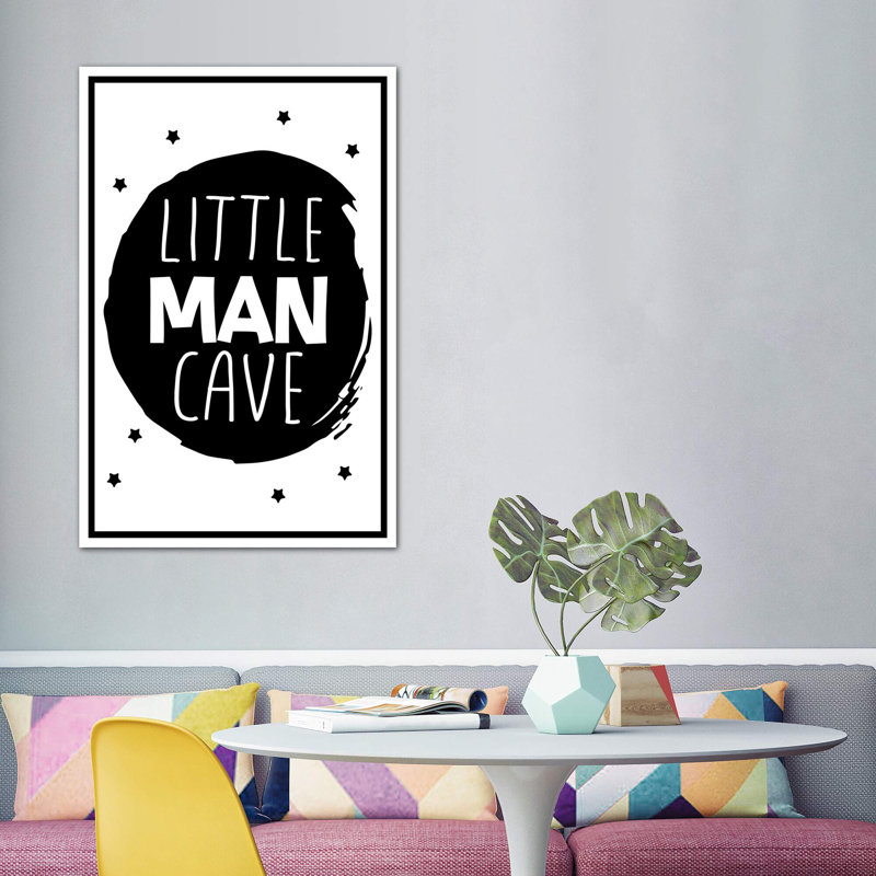 " Little Man Cave Circle ", 60" H x 40" W x 1.5" D, White Framed Canvas, No Mat