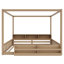 Lit de sol Montessori Arborin en bois massif avec bibliothèque, étagères de rangement et cadre de baldaquin-135444819-135444820