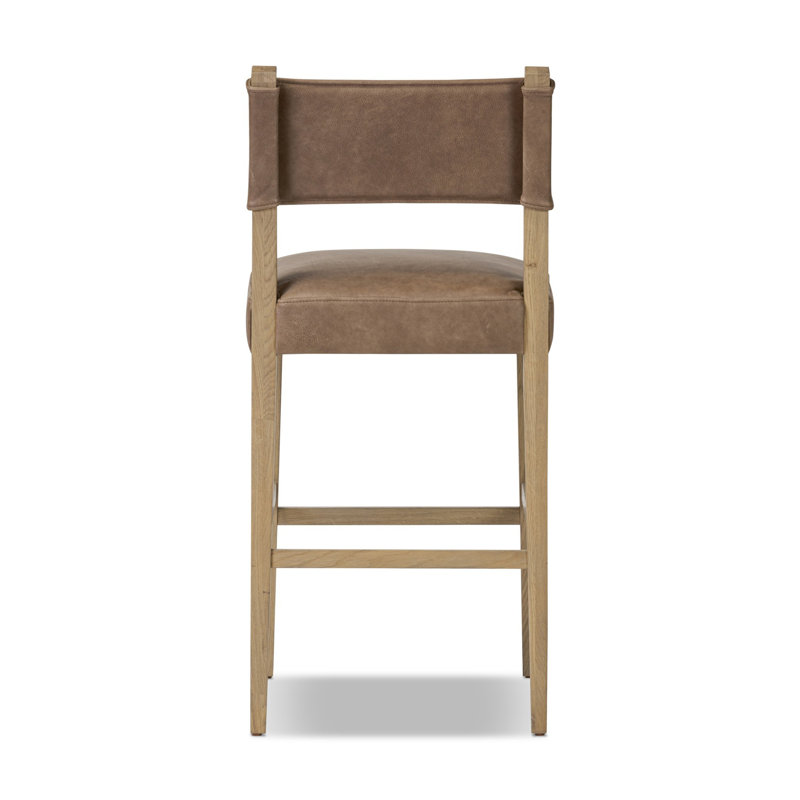 Ferris Stool, Light Oak, Palermo Cigar/Genuine Leather, Bar Stool (29.92" Seat Height)