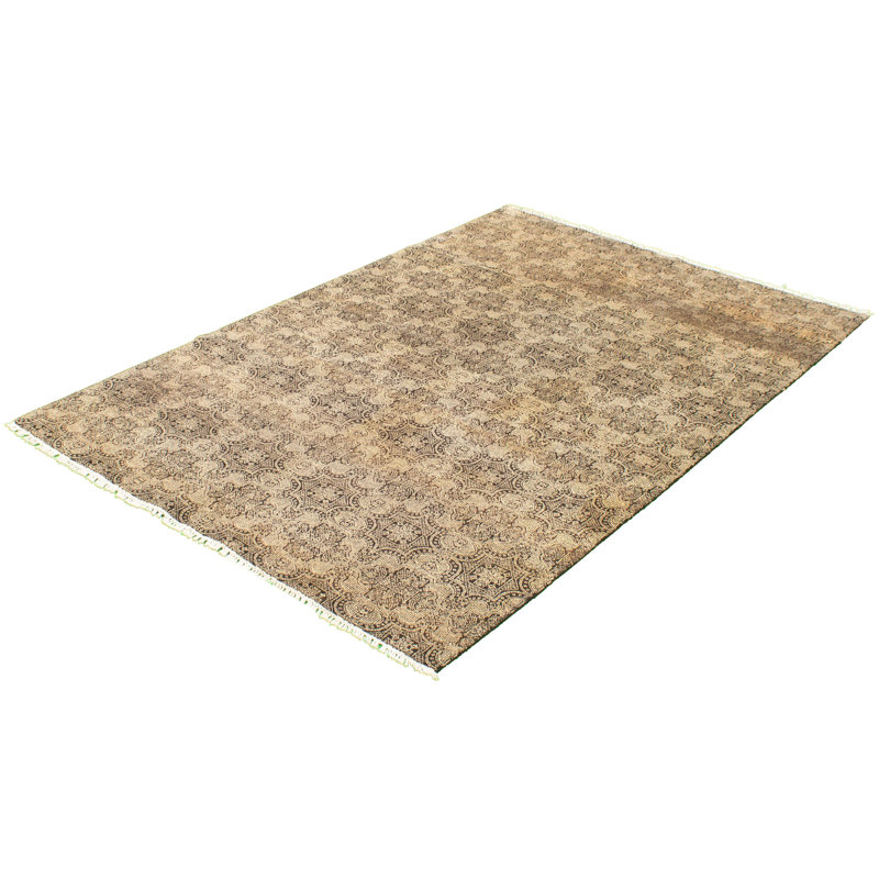 Tapis décoratif en laine de conception unique 6 pi 2 po x 9 pi 3 po noué à la main New Age