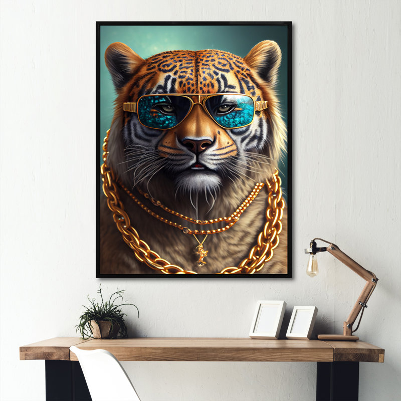 «Tiger Gambler I», reproduction encadrée sur toile, L 30 po x H 40 po, Noir