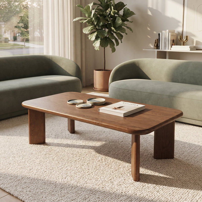Table basse rectangulaire Liva en noyer massif - Table basse scandinave moderne fabriquée à la main, offerte en plusieurs dimensions.