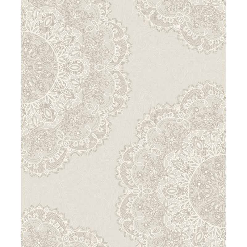 Dolphus 10m x 52.07cm Textured Metallic Finish Paste the Wall Wallpaper Roll, Cream