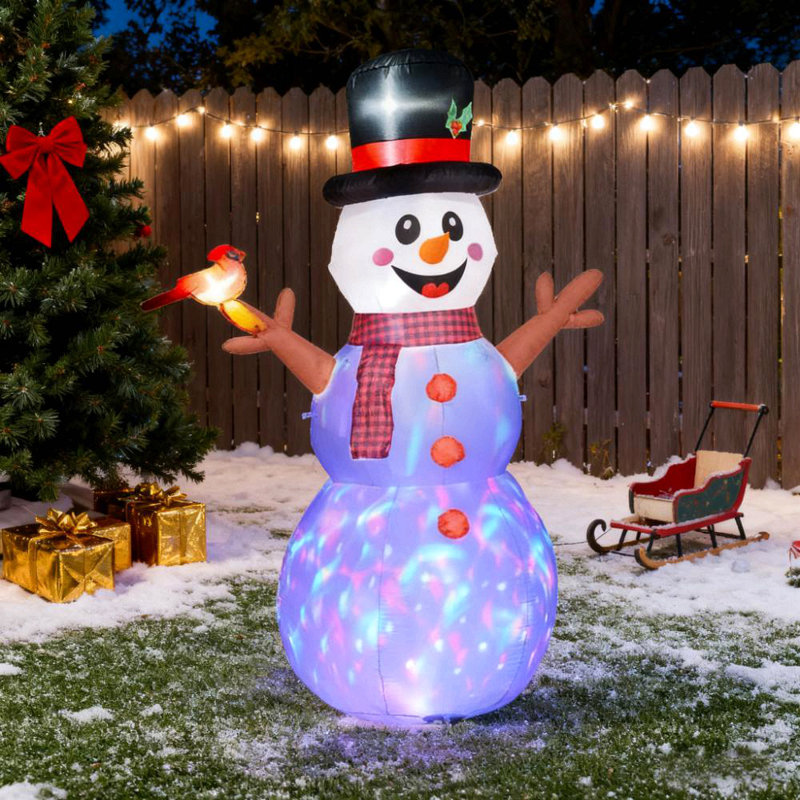 Branche de bonhomme de neige gonflable avec lumières DEL - Décoration de fête de Noël pour l'extérieur