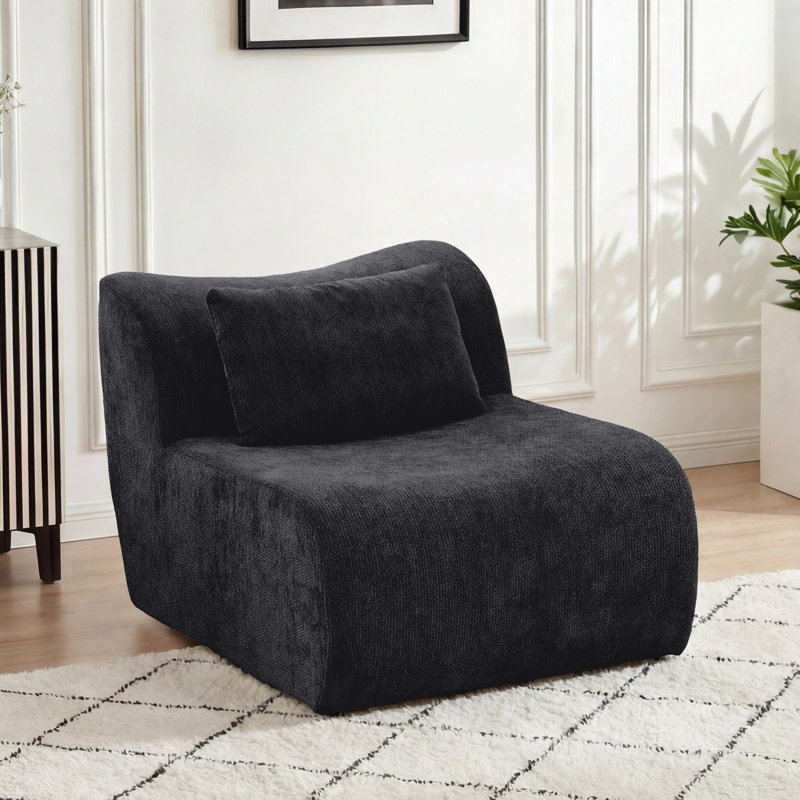 Chaise rembourrée sans accoudoirs, Noir