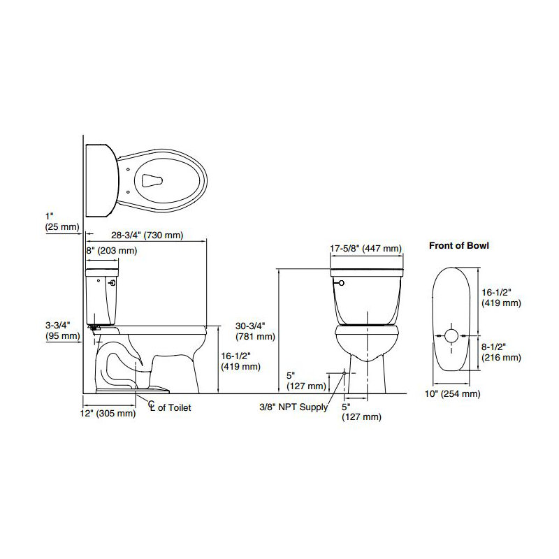 Cimarron 1.6 GPF Elongated Two-PieceToilet with Aquapiston Flush Technology and Left-Hand Trip Lever, Black Black