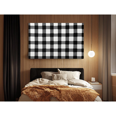 Motif vichy noir et blanc sur toile de haute qualité - décoration murale fabriquée à la main - art élégant - cadeau - décoration murale