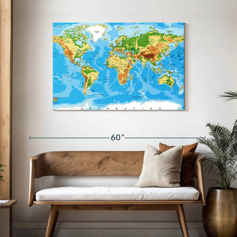Carte du monde très détaillée Aliaz, H 30 po x l 45 po