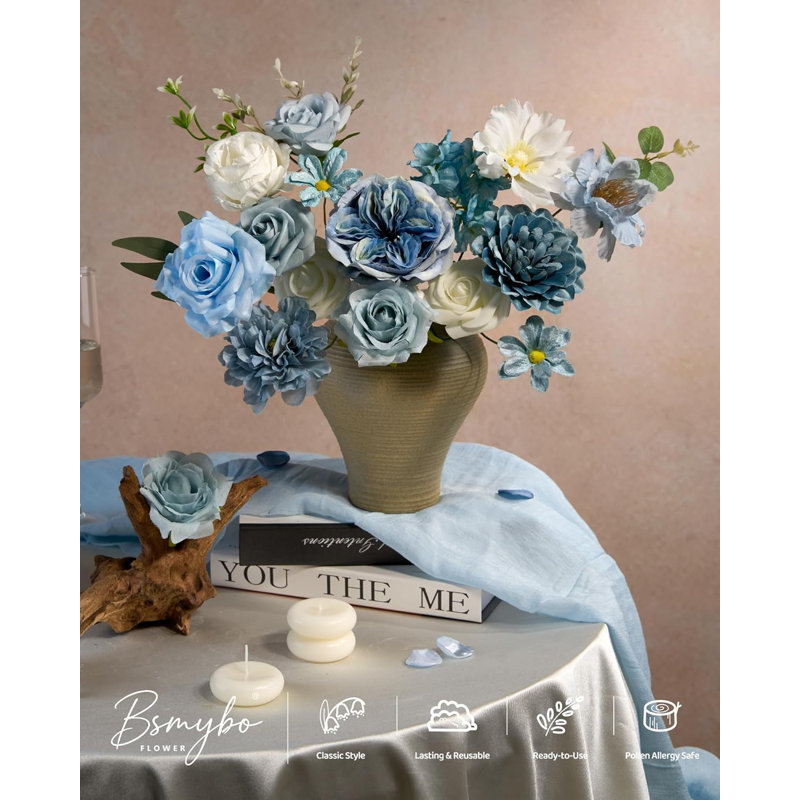 Ensemble de boîtes artificielles fleurs bleues