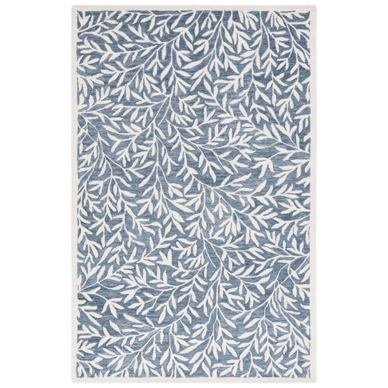 Akhira Floral Hand Tufted Wool/Cotton Area Rug in Light Blue/Rust Lark Manor Rug Size: Round 6