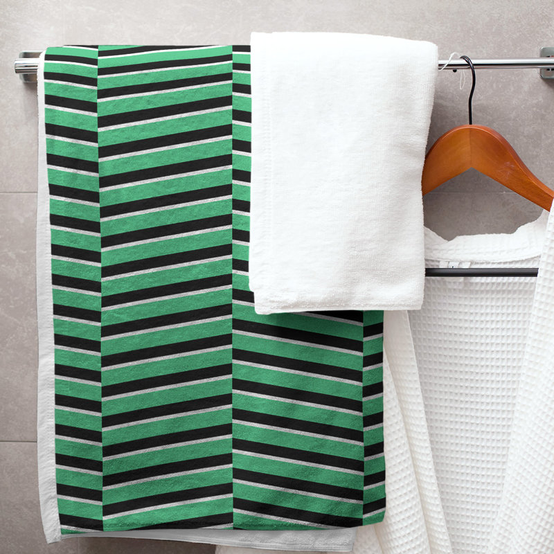 Jaya Bath Towel, Green/Black